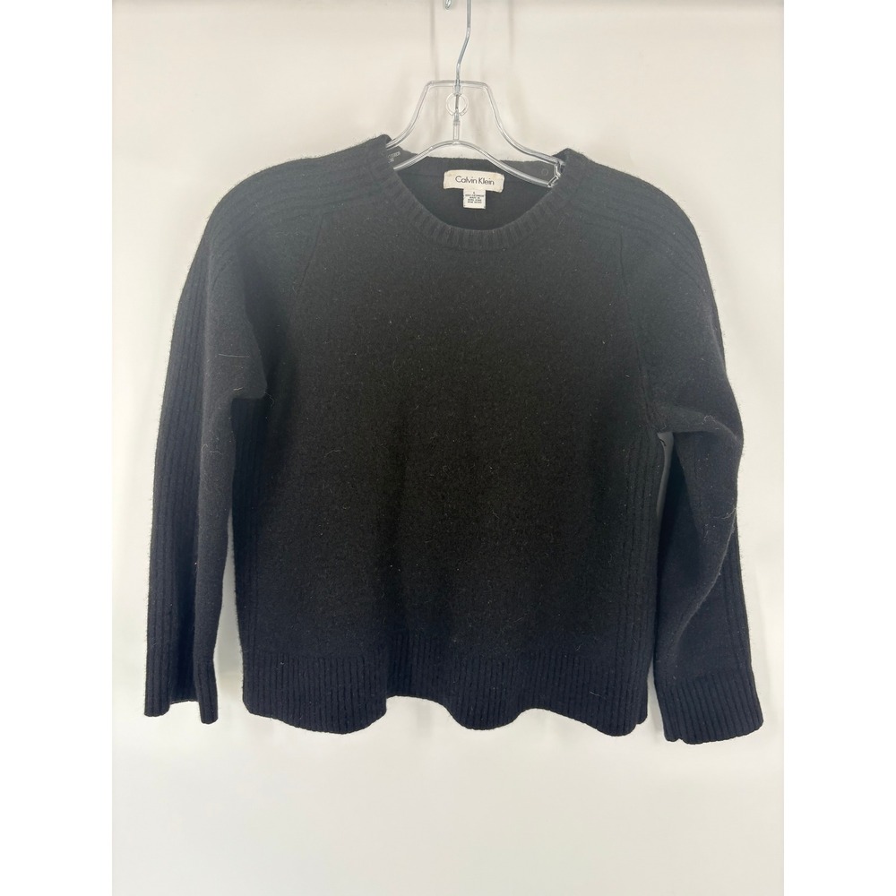 Calvin Klein Black Ribbed Crew Neck Long Sleeve Sweater Womens‎ Size Medium